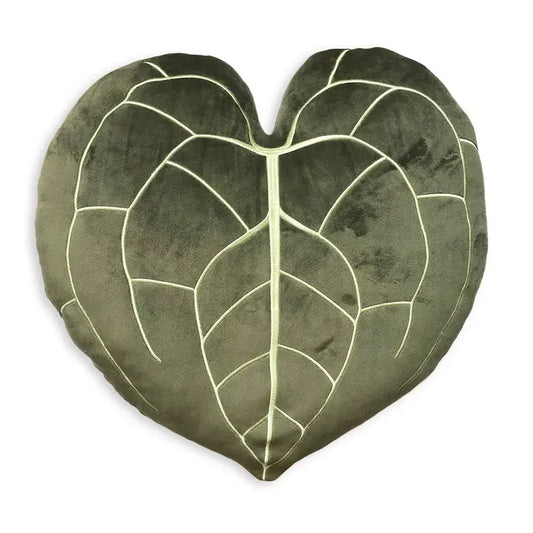 Anthurium Clarinervium Leaf Pillow - Khaki Green