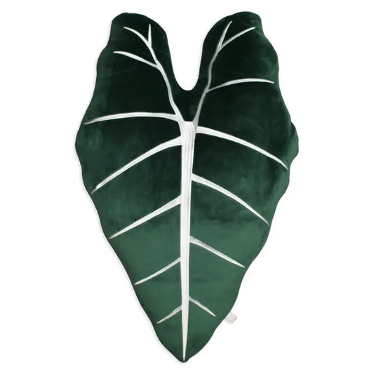 Alocasia Frydek Plush Pillow - Forest Green