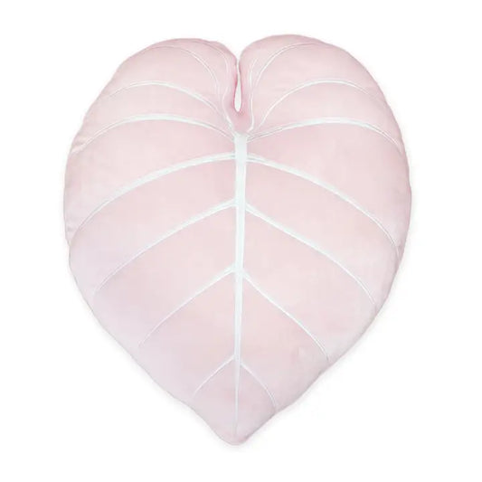 Philodendron Gloriosum Leaf Plush Pillow - Baby Pink